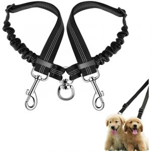 S&eacute;parateur de laisse double pour chien, sans enchev&ecirc;trement, coupleur de laisse pour chien, rotation &agrave; 360&deg; double laisse r&eacute;fl&eacute;chissante absorbant