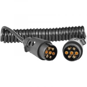 Rallonge Remorque 7Broches 2.8m,12V Rallonge Spirale C&acirc;ble Remorque 7Broches Prise Male M&acirc;le pour Caravane V&eacute;hicule Voiture RV