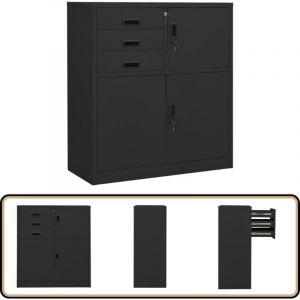 Armoire de bureau Anthracite 90x40x102 cm Acier - Meuble De Bureau - Armoire De Rangement - Classeur - Armoire Métallique - Organisation De Bureau