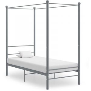Maison Chic - Cadre de lit à baldaquin sans matelas-Structure de lit gris métal 90x200 cm 471458