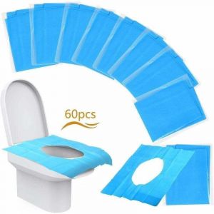 60 Pcs Protection Cuvette de Toilette Jetable Prot&egrave;ge Abattant WC Publique Antibact&eacute;rien pour H&ocirc;tel Park Housse Si&egrave;ge de Toilettes pour Voyage