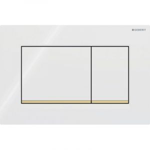 Pour Plaque de déclenchement Geberit Sigma20 (ex Sigma30) square pour rinçagedouble touche: blanc, doré (115.883.KK.1)