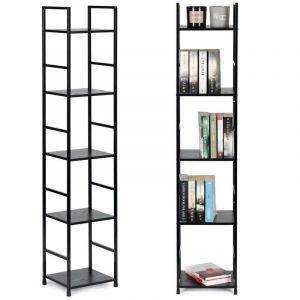 Bibliotheque moderne en bois avec structure en metal loft 5 etageres