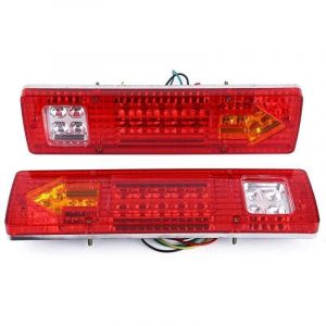 Kit de feux arri&egrave;re de remorque &agrave; LED, 2 pi&egrave;ces 12 V 19 feux arri&egrave;re &agrave; LED clignotant d'arr&ecirc;t de lampe de frein arri&egrave;re compatible avec camion(rouge)