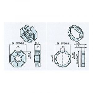 Adaptateur pour moteur standard - Modele : Octo 60 - Diam moteur : 58 - Diam&egrave;tre tube : 60 - BECKER