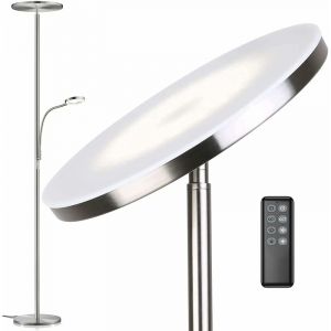 Anten - Lampadaire sur pied salon avec liseuse nickel 30W Lampe sur pied dimmable avec télécommande 3 couleur de lumière + Luminosité réglable