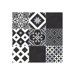 D&eacute;coweb - Sol Vinyle Link Plus - Carreaux de ciment noir et blanc - Surface brillante - Rouleau de 2m x 11m