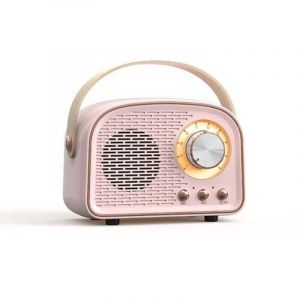 Enceinte Bluetooth radio r&eacute;tro vintage - Enceinte st&eacute;r&eacute;o sans fil avec radio FM - Design vintage - Enceinte sans fil Bluetooth 5.0 pour un son