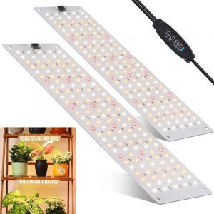 Lot de 2 lampes horticoles, 270 LED &agrave; spectre complet, lampe de croissance avec minuterie 3/9/12h, 10 niveaux de luminosit&eacute; pour plantes d'int&eacute;rieur.