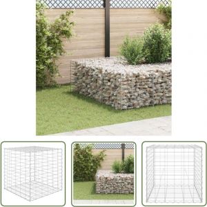 The Living Store - Lit surélevé cube à gabion Fil d'acier 60x60x60 cm - Jardinière à Gabion - Bordure De Jardin - Bac De Plantation - Décoration