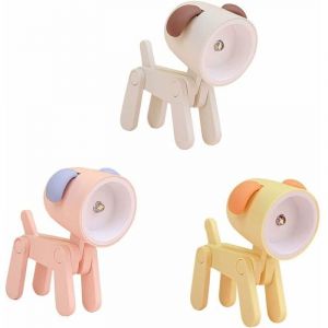 3 PCS Mini LED Lampe de Bureau Mignon Petit Support de T&eacute;l&eacute;phone,Veilleuse en Forme de Chien Support de T&eacute;l&eacute;phone R&eacute;glable, Table de Lecture Portable