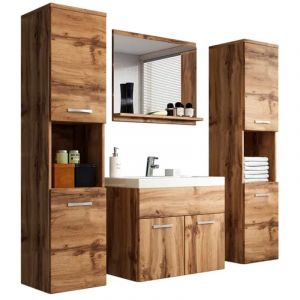 Bratex - Ensemble de meubles de salle de bain montreal xl, ensemble de meubles de salle de bain, lavabo inclus, couleur wotan