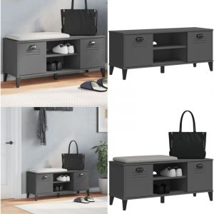 Banc à chaussures viken gris anthracite bois massif de pin - Meuble Entrée - Banc Chaussure - Range Chaussures - Meuble Rangement - Rangement