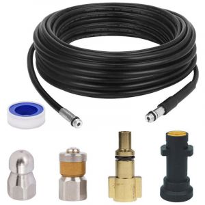 Tuyau D&eacute;bouche Canalisation pour K&auml;rcher,Kit de Nettoyage du Tuyau de Vidange du Nettoyeur Haute Pression avec Buse &agrave; Jet et Buse &agrave; Jet Rotatif pour