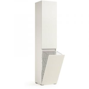 Dmora - Armoire polyvalente Agapanto 2 portes, buanderie 2 portes, colonne de salle de bain avec panier à linge, 100% Made in Italy, 45x37h195 cm,