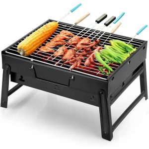 Longziming - Barbecue charbon,Barbecue Portable Petit Barbecue &agrave; Charbon de Table Domestique Pliable avec 2 Barbecue Grille Clip Inox Acier Barbecue