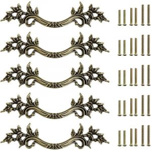 5pcs Poign&eacute;e de porte vintage Bouton de Porte de Placard r&eacute;tro,d&eacute;corer le Tiroir, la Commode, Placard, Meuble etc. (bronze)
