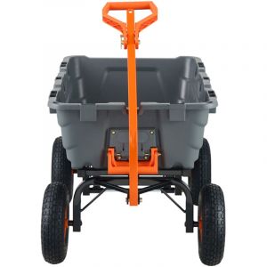 Mophorn - Chariot &agrave; benne basculante &ndash; Chariot de jardin en poly&eacute;thyl&egrave;ne avec cadre en acier, capacit&eacute; de 1 500 lb, poign&eacute;e convertible 2 en 1,