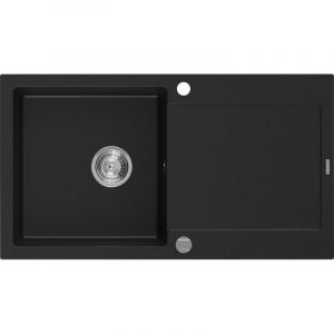 Mexen - Leo évier en granit à 1 cuve avec égouttoir 900 x 500 mm, Noir - 6501901010-77