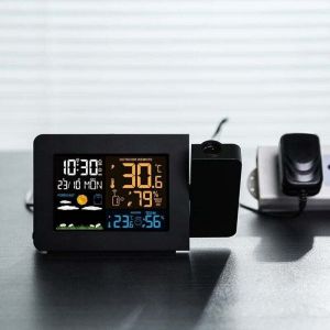 UlisemStation m&eacute;t&eacute;o sans fil, thermom&egrave;tre et hygrom&egrave;tre avec capteur, horloge m&eacute;t&eacute;o &agrave; projection, thermom&egrave;tre int&eacute;rieur/ext&eacute;rieur avec radiocommande