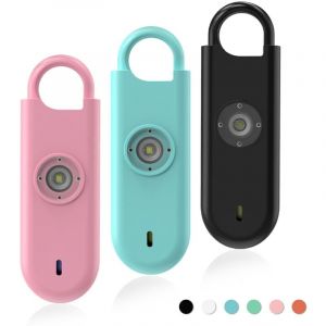 Alarme Personnelle Anti Agression 3 Pack-140 DB Porte-Cl&eacute; Alarme avec Flash LED et Avertisseur de Batterie Faible, Kit d'Auto-D&eacute;fense pour Femmes