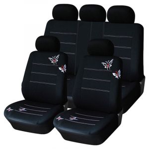 Housse de siège universelle quatre saisons AliExpress Wish, accessoires de voiture brodés papillon noir eBay 9 ensembles noir
