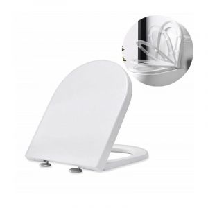 Abattant WC Frein de Chute Lunettes Toilettes en UF Couvercle de Toilette Blanc pour Salle de Bain Si&egrave;ge de Toilettes