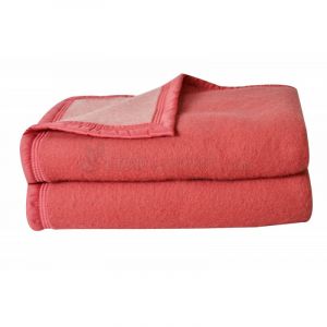 Couverture 100% Pure Laine Vierge Double face 'Volta' 500 gr/m&sup2; Toison D'or Volta Bois de rose Drag&eacute;e - 240 x 260 cm
