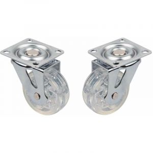2x Roulette meuble 50mm pivotante sans frein transparente Universelle Mini Rouleau Pied Lit Casier Chariot Poubelle Rangement Table Basse Roue Plante