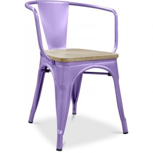 Privatefloor - Chaise de salle &agrave; manger avec accoudoirs - Bois et acier - Stylix Violet pastel
