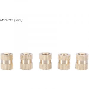 &Eacute;crous cylindriques molet&eacute;s en laiton M6, moul&eacute;s avec insert (M61210 5 pi&egrave;ces)