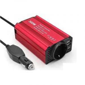 Convertisseur Tension Convertisseur Onduleur pour Voiture 300 W 150 W DC 12 V vers 110 V 220 V Adaptateur Allume-Cigare vers Prises USB Charge Rapide