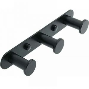 Crochets porte-serviettes noirs, porte-peignoirs de salle de bain, avec 3 crochets, finition mate, porte-manteau mural.