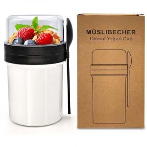 Pot de yaourt - Pot de yaourt &agrave; emporter - Pot de yaourt - Pot de petit-d&eacute;jeuner ferm&eacute; - Pot &agrave; salade pratique - Pot de flocons d'avoine - Blanc