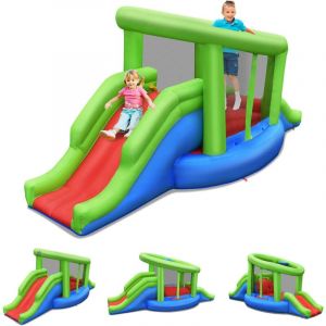 Château Gonflable Escargot avec Aires de Jeux pour 1-3 Enfants de 3 à 10 Ans, Jeux Plein Air avec Toboggan et Trampoline, Tissu Oxford, Charge Max