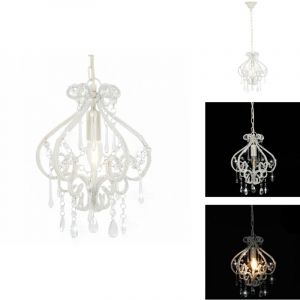 Vidaxl - Plafonnier avec perles Blanc Rond E14 - Luminaire Suspendu - Plafonnier Moderne - Luminaire Cristal - Lustre Minimaliste - D&eacute;coration