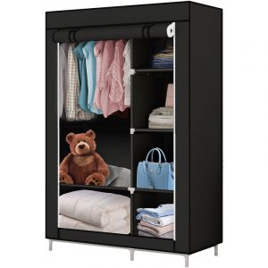 Aqrau Armoire de Rangement Garde-Robe Pliable en Tissu, Penderie Dressing Textile en Tissu Intiss&eacute; avec Fermeture &agrave; Glissi&egrave;re, pour Chambre d'adulte,