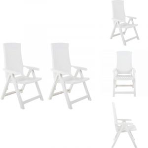 Chaises inclinables de jardin lot de 2 Plastique Blanc - Chaise De Jardin - Chaise Inclinable - Mobilier De Jardin - Meubles De Terrasse - Fauteuil