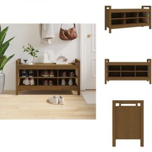 Banc d'entrée Marron miel 110x40x60 cm Bois de pin massif - Banc D'entrée - Banc Coffre - Meuble Rangement - Banc Bois - Mobilier Intérieur