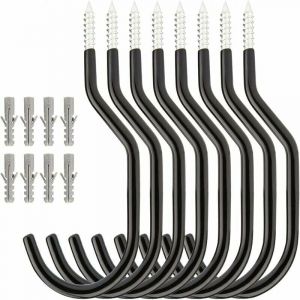 8 PCS Crochets de V&eacute;lo Crochets de Rangement pour V&eacute;lo &agrave; Grande Capacit&eacute; Ensemble de Crochet Mont&eacute; avec 8 Boulons en Plastique Plafond Mural Mont&eacute;