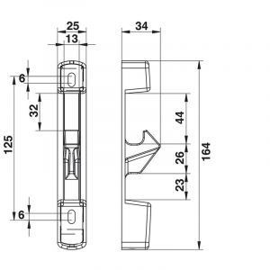 PORTAC Gâche avec capot composite pour serrure en applique à pêne levant. Finition: Blanc Ral 9010