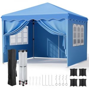 LIFERUN Tonnelle Jardin Pliable 3 x 3 m,imperm&eacute;able Stable r&eacute;sistante &agrave; l'hiver,Tente Jardin Pliable,Tente f&ecirc;te Pop-up,Tente tonnelle avec 4 parois