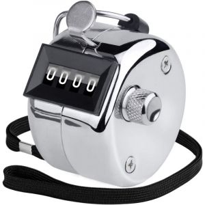 Compteur manuel en m&eacute;tal, compteur &agrave; clics &agrave; 4 chiffres, compteur m&eacute;canique manuel pour le coaching, le tricot, le comptage, la p&ecirc;che, le golf et la