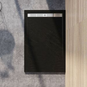 Aica Sanitaire - aica Receveur de douche à poser 140x90cm antidérapant noir anthracite