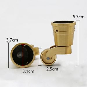 4 Pi&egrave;ces roulettes Pivotantes, roulettes Rondes en Cuivre roulettes Anciennes Pas De Bruit Portable Peut Pivoter &agrave; 360Ḟ pour Canap&eacute;/Chaise/Table