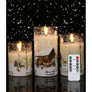 3PCS Bougie LED Flamme Vacillante, bougie led telecommande, fausse bougie mit Minuterie, bougie electrique, d&eacute;coration noel, Bougie Noel,Bougies Led