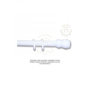 Salone - Tringle a rideau en bois blanc 35 mm longueur 210 cm sans supports