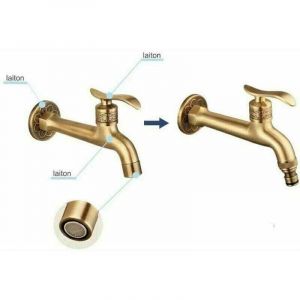 Robinet Antique en Laiton avec Poignée pour Salle de Bain, Montage Mural, Lave-Linge, Robinet Extérieur pour Jardin, Tuyau Simple, Robinet d'Eau