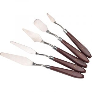 5 Pi&egrave;ces Peinture Mixage Grattoir, Ensemble de Couteaux &agrave; Peindre en Acier Inoxydable, Spatule Couteau &agrave; Palette Accessoires M&eacute;lange de Couleur pour