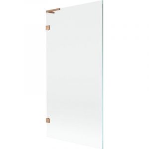 Mexen - Paroi de baignoire 1 vantail Lunar l 90 x 150 cm, transparent, cuivre bross&eacute; - 897L-090-000-65-00